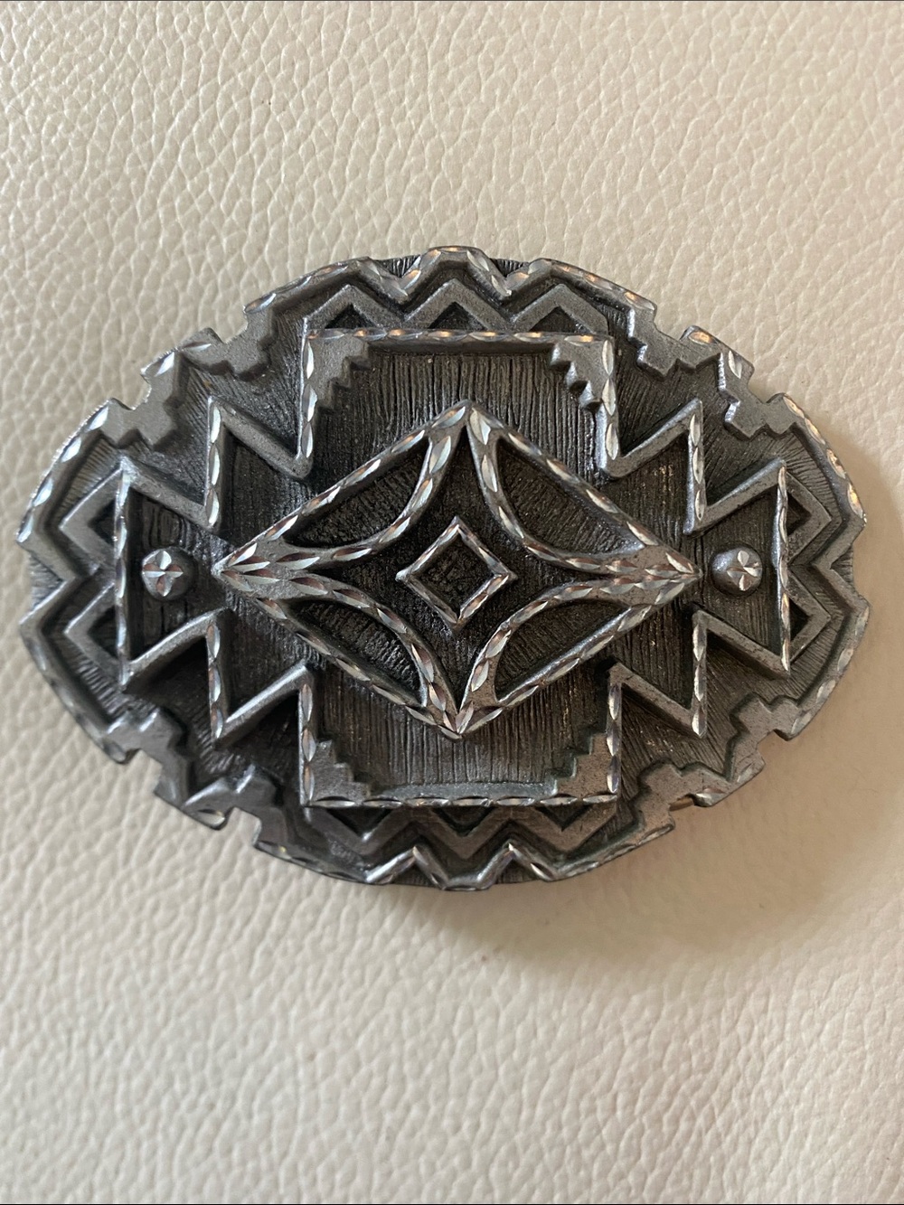 Vintage AGE ©95 Pewter Western Southwestern Belt Buckle USA 128.7g